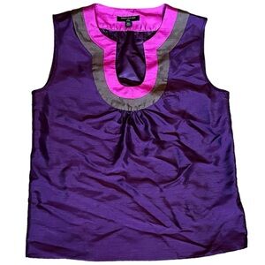 banana republic royal purple and pink flowy silk tank top
